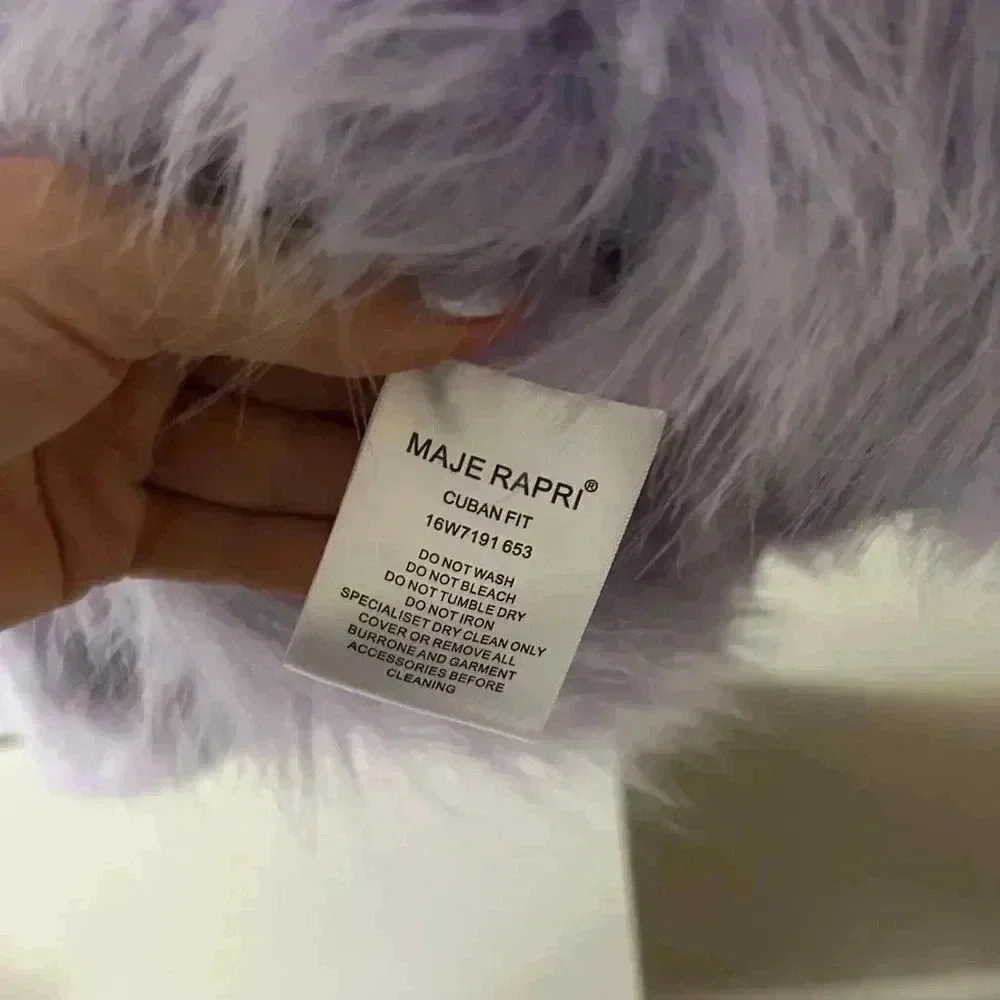 Maje Rapri faux fur lilac jacket  small - Picture 9 of 10